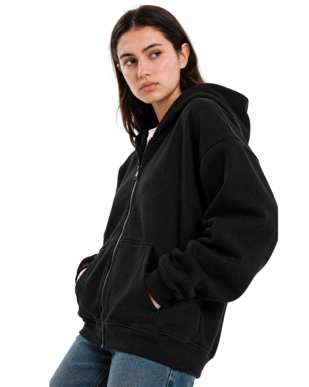 Drop Shoulder Zip-Up