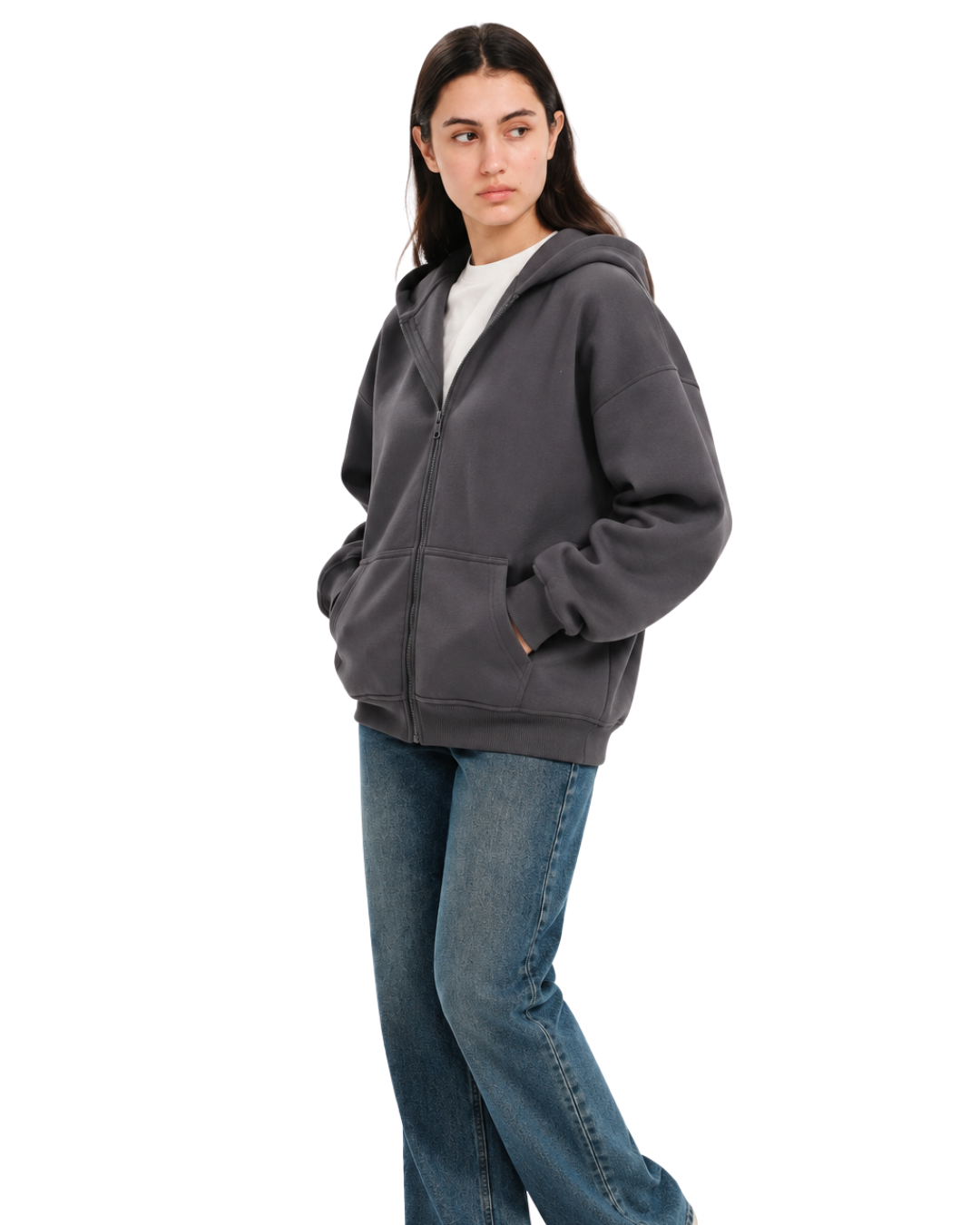 Drop Shoulder Zip-Up