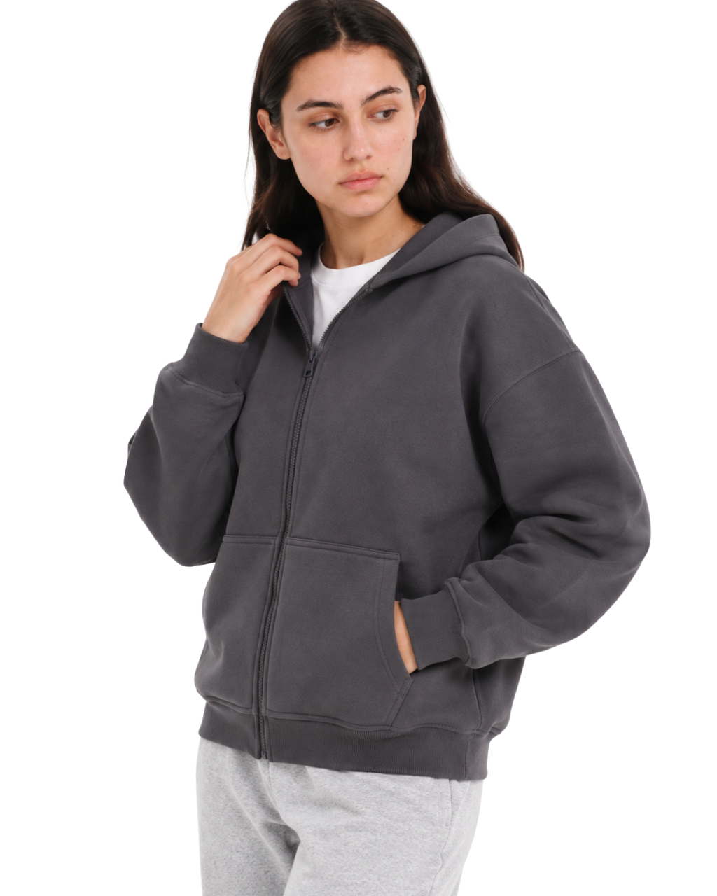 Drop Shoulder Zip-Up