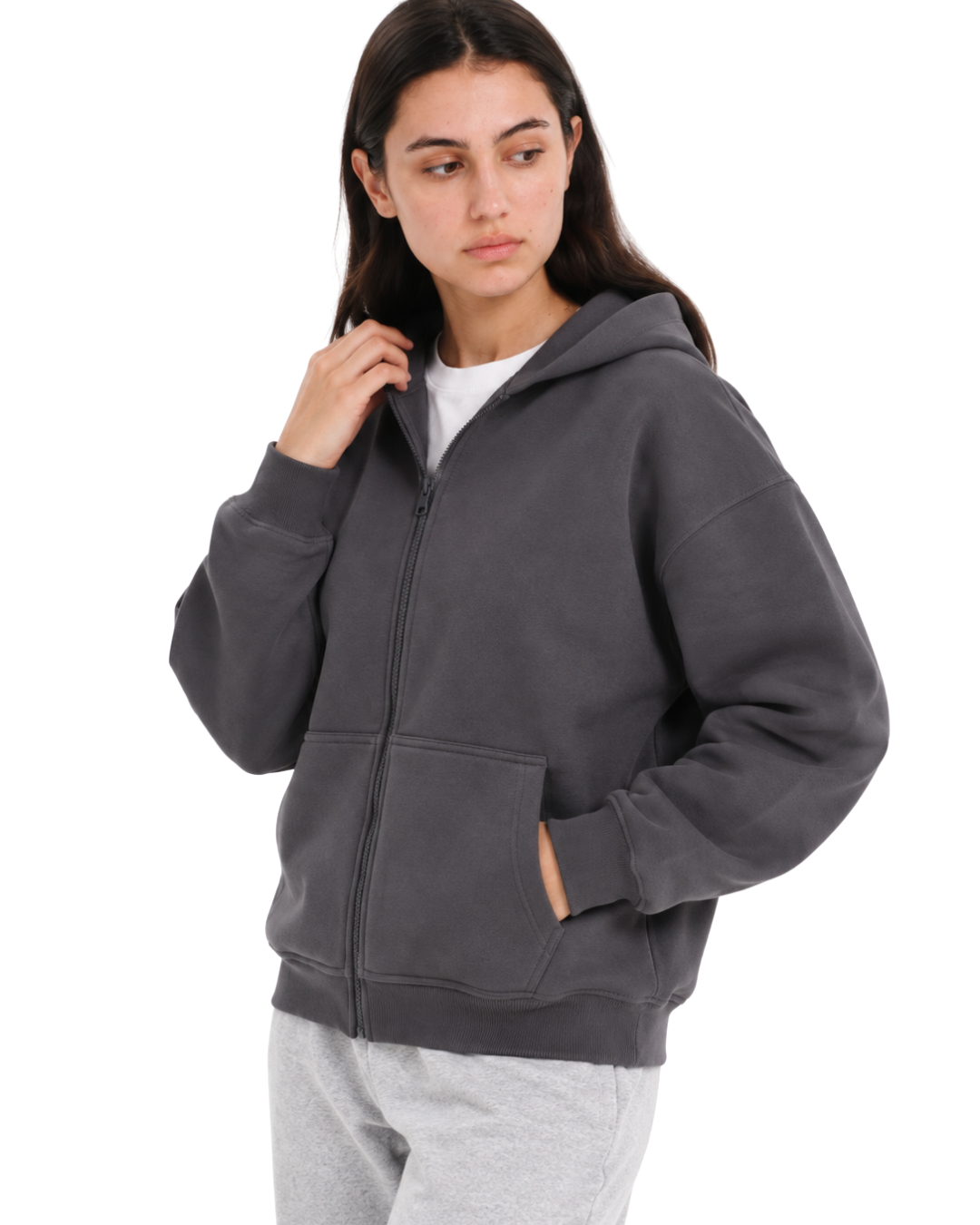 Drop Shoulder Zip-Up